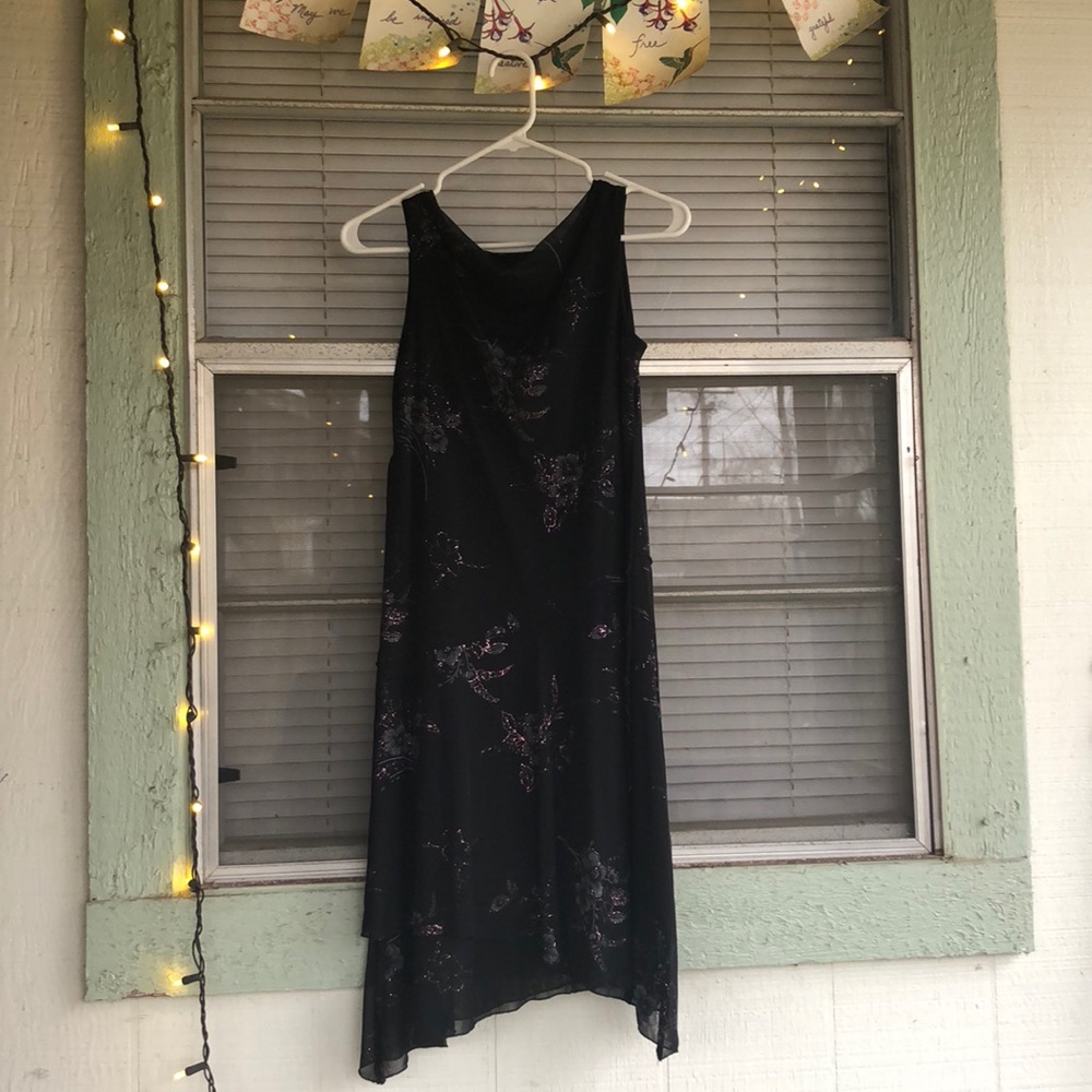 Floral Black Sleeveless Dress